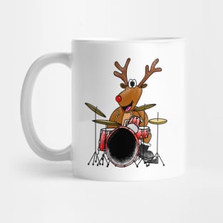 Christmas Drummer Rudolf The Reindeer Playing Drums Musician Mug